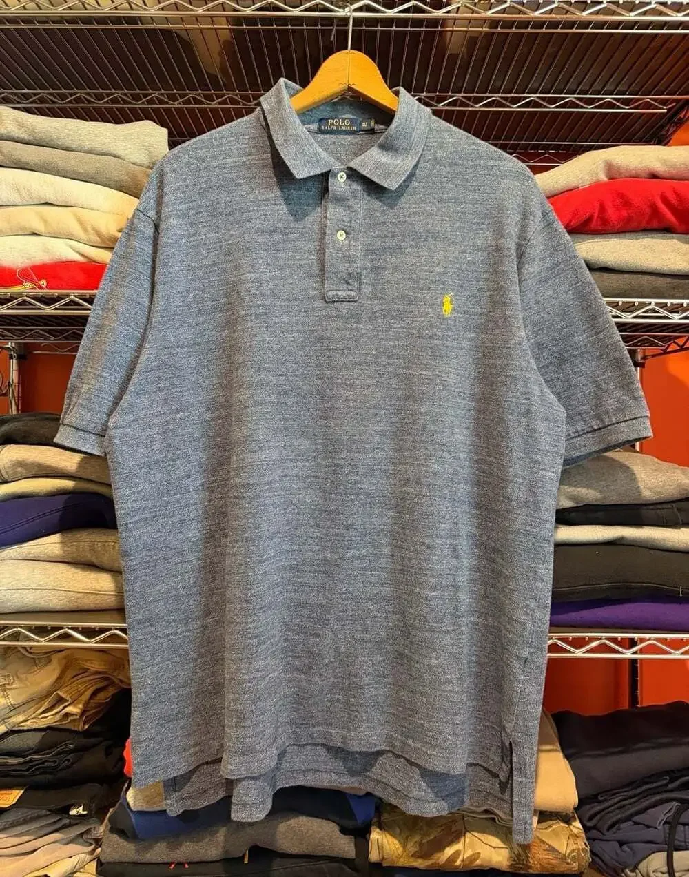 Polo Ralph Lauren Polo Shirt XLT Blue Short Sleeve Heathered Pony Logo